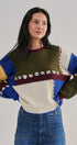 Colorblock Whipstitch Patchwork Knit Sweater in Multi - Women's Sweaters | Urban Daizy