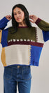 Colorblock Whipstitch Patchwork Knit Sweater in Multi - Women's Sweaters | Urban Daizy