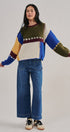 Colorblock Whipstitch Patchwork Knit Sweater in Multi - Women's Sweaters | Urban Daizy