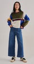 Colorblock Whipstitch Patchwork Knit Sweater in Multi - Women's Sweaters | Urban Daizy