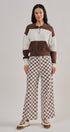 Colorblock Striped Knit Polo Sweater in Brown Ivory - Women's Sweaters | Urban Daizy