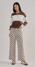 Colorblock Striped Knit Polo Sweater in Brown Ivory - Women's Sweaters | Urban Daizy