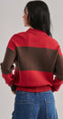 Colorblock Striped Knit Polo Sweater in Navy Choco - Women's Sweaters | Urban Daizy