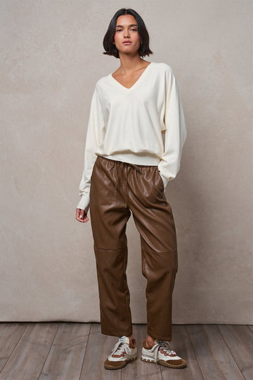 Viscose Blend V-Neck Drop Shoulder Sweater