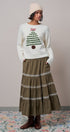 Christmas Tree Appliqué Crewneck Pullover Sweater in Ivory - Women's Sweaters | Urban Daizy