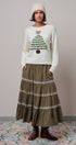 Christmas Tree Appliqué Crewneck Pullover Sweater in Ivory - Women's Sweaters | Urban Daizy