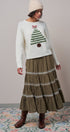 Christmas Tree Appliqué Crewneck Pullover Sweater in Ivory - Women's Sweaters | Urban Daizy