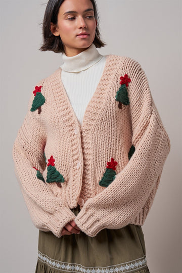 Statement Dimensional Appliqué Cardigan