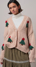 Christmas Tree Appliqué Oversized Chunky Knit Cardigan in Taupe	 - Women's Cardigans & Shrugs | Urban Daizy