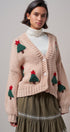 Christmas Tree Appliqué Oversized Chunky Knit Cardigan in Taupe	 - Women's Cardigans & Shrugs | Urban Daizy