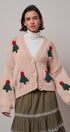 Christmas Tree Appliqué Oversized Chunky Knit Cardigan in Taupe	 - Women's Cardigans & Shrugs | Urban Daizy