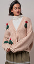 Christmas Tree Appliqué Oversized Chunky Knit Cardigan in Taupe	 - Women's Cardigans & Shrugs | Urban Daizy