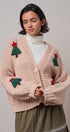 Christmas Tree Appliqué Oversized Chunky Knit Cardigan in Taupe	 - Women's Cardigans & Shrugs | Urban Daizy