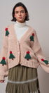 Christmas Tree Appliqué Oversized Chunky Knit Cardigan in Taupe	 - Women's Cardigans & Shrugs | Urban Daizy