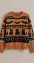 Fair Isle Black Cat Bat Novelty Pullover Sweater in Orange - Women's Sweaters | Urban Daizy
