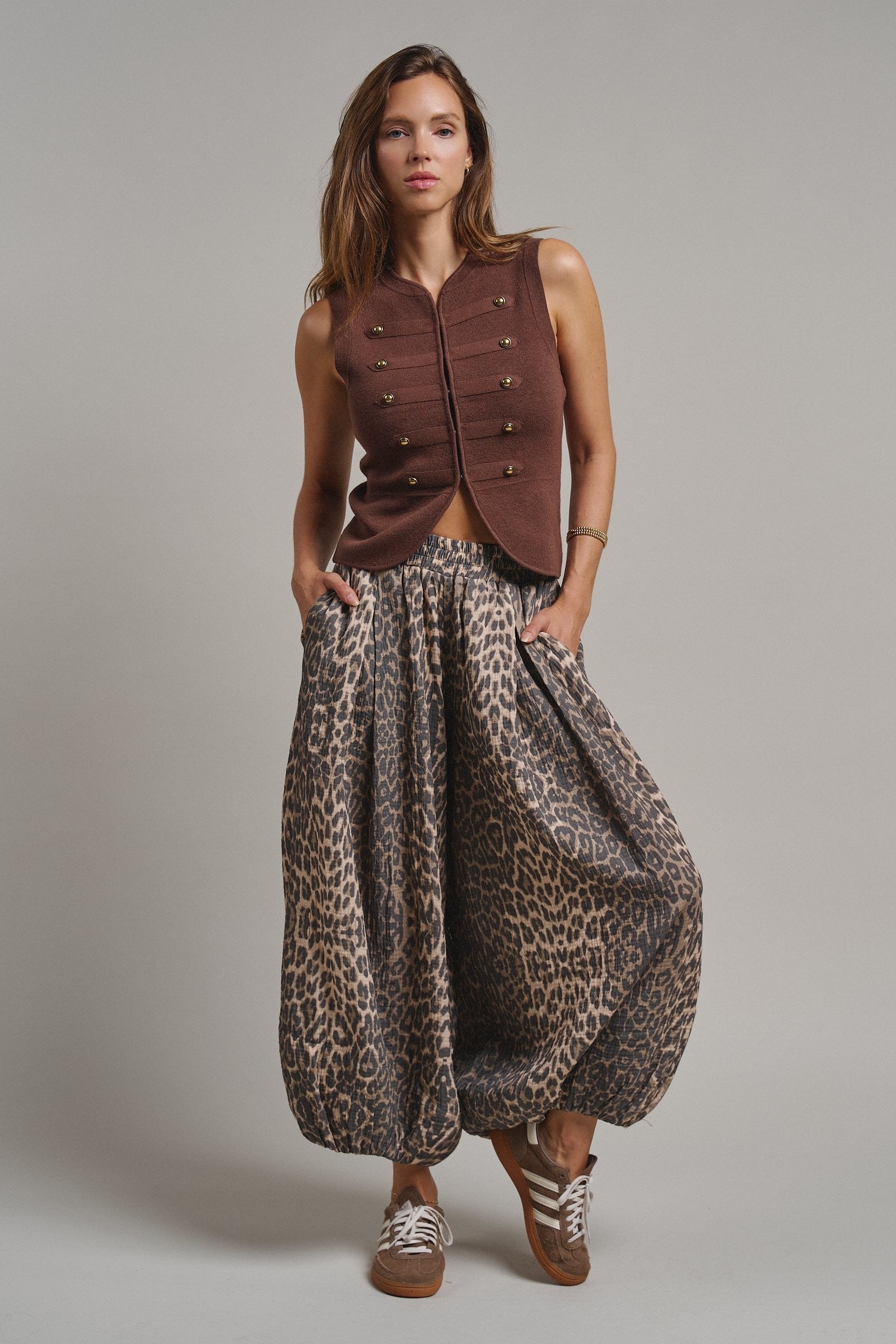 Cadet Charm Napoleon Knit Vest in Chocolate - Women's Sweater Vests | Urban Daizy