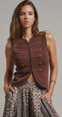 Cadet Charm Napoleon Knit Vest in Chocolate - Women's Sweater Vests | Urban Daizy
