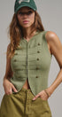 Cadet Charm Napoleon Knit Vest in Olive - Women's Sweater Vests | Urban Daizy