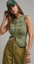 Cadet Charm Napoleon Knit Vest in Olive - Women's Sweater Vests | Urban Daizy