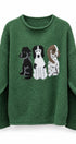 Puppy Parade Boucle Knit Intarsia Sweater in Green - Women's Sweaters | Urban Daizy