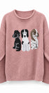 Puppy Parade Boucle Knit Intarsia Sweater in Pink - Women's Sweaters | Urban Daizy