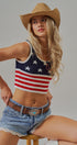 American Flag Knit Ribbed Crop Tank Top in Navy - Women's Fashion | Urban Daizy