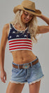 American Flag Knit Ribbed Crop Tank Top in Navy - Women's Fashion | Urban Daizy