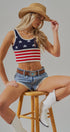 American Flag Knit Ribbed Crop Tank Top in Navy - Women's Fashion | Urban Daizy