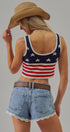 American Flag Knit Ribbed Crop Tank Top in Navy - Women's Fashion | Urban Daizy
