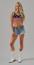 American Flag Knit Ribbed Crop Tank Top in Navy - Women's Fashion | Urban Daizy