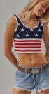 American Flag Knit Ribbed Crop Tank Top in Navy - Women's Fashion | Urban Daizy