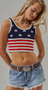 American Flag Knit Ribbed Crop Tank Top in Navy - Women's Fashion | Urban Daizy