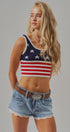 American Flag Knit Ribbed Crop Tank Top in Navy - Women's Fashion | Urban Daizy