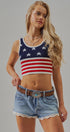 American Flag Knit Ribbed Crop Tank Top in Navy - Women's Fashion | Urban Daizy