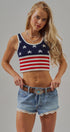 American Flag Knit Ribbed Crop Tank Top in Navy - Women's Fashion | Urban Daizy