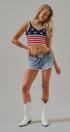American Flag Knit Ribbed Crop Tank Top in Navy - Women's Fashion | Urban Daizy