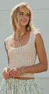 Pointelle Knit Lace Trim Square Neck Tank Top in Lt Khaki - Women's Fashion | Urban Daizy