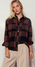 Buffalo Plaid Flannel Western Button Up Shirt in Black - Women's Shirts & Blouses | Urban Daizy