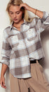 Brushed Plaid Flannel Western Button Up in Truffle - Women's Shirts & Blouses | Urban Daizy