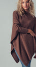 Asymmetrical Drape Knit Poncho Sweater in Brown - Women's Capes & Ponchos | Urban Daizy