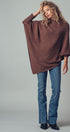 Asymmetrical Drape Knit Poncho Sweater in Brown - Women's Capes & Ponchos | Urban Daizy