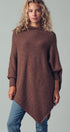 Asymmetrical Drape Knit Poncho Sweater in Brown - Women's Capes & Ponchos | Urban Daizy
