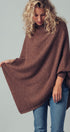 Asymmetrical Drape Knit Poncho Sweater in Brown - Women's Capes & Ponchos | Urban Daizy
