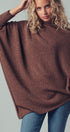 Asymmetrical Drape Knit Poncho Sweater in Brown - Women's Capes & Ponchos | Urban Daizy