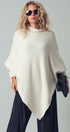 Asymmetrical Drape Knit Poncho Sweater in Ivory - Women's Capes & Ponchos | Urban Daizy