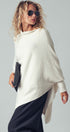 Asymmetrical Drape Knit Poncho Sweater in Ivory - Women's Capes & Ponchos | Urban Daizy