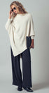 Asymmetrical Drape Knit Poncho Sweater in Ivory - Women's Capes & Ponchos | Urban Daizy