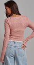 Dusty Rose Lace Textured Long Sleeve Fitted Top in Pink - Women's Tops | Urban Daizy