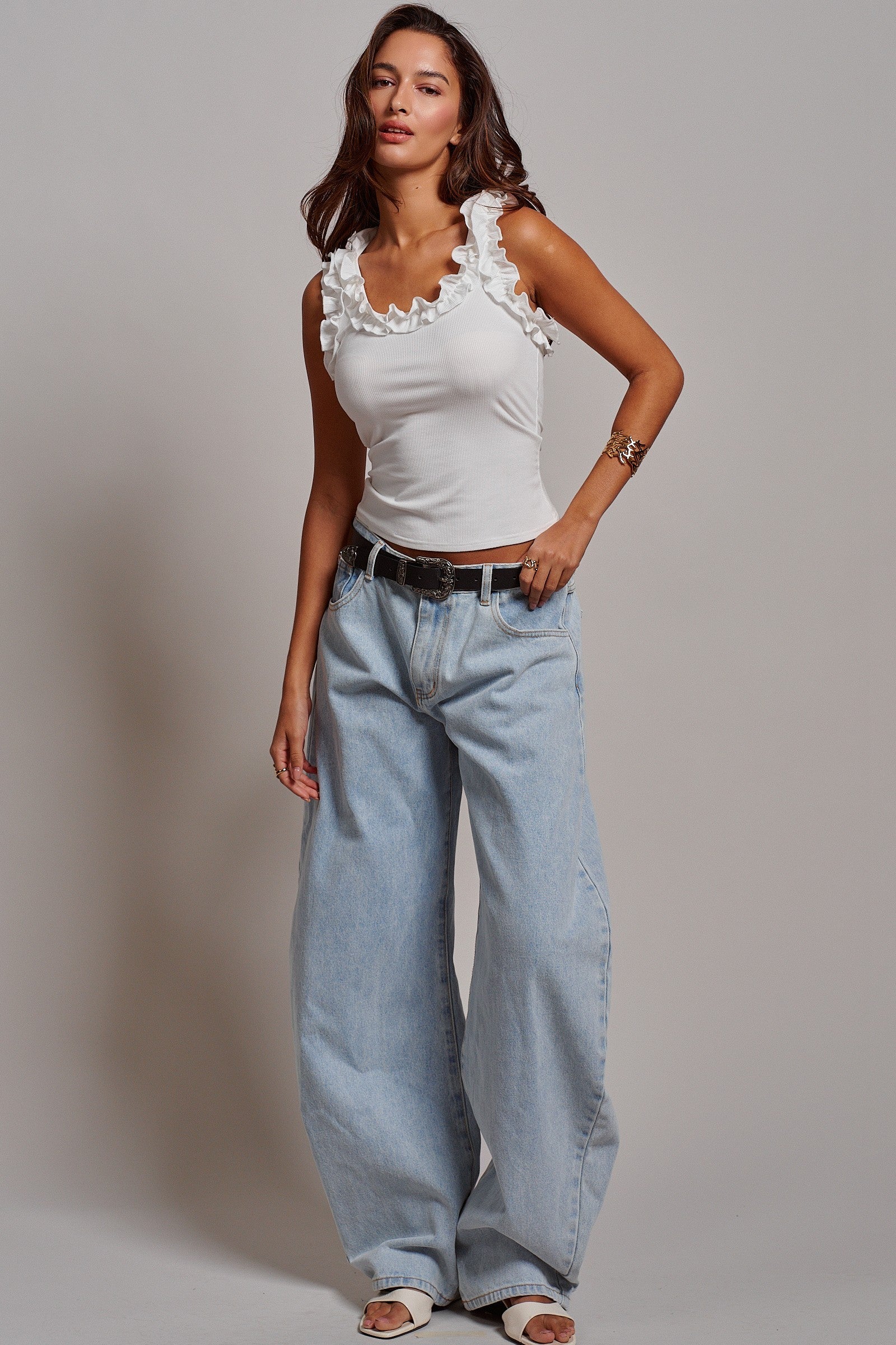 Sweet Ruffle Muse Tank in White - Women's Tops | Urban Daizy