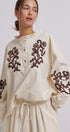 Embroidered Cotton Linen Blouse With Ruffle Collar in Linen - Women's Tops | Urban Daizy
